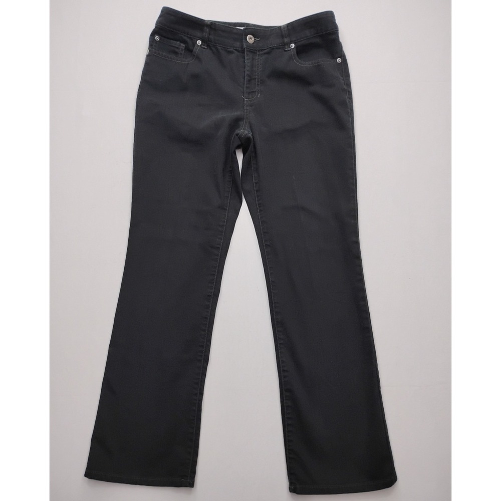 Chico's Platinum Ultimate Fit Boot Cut Leg Platinum Black Denim Jeans 34x31